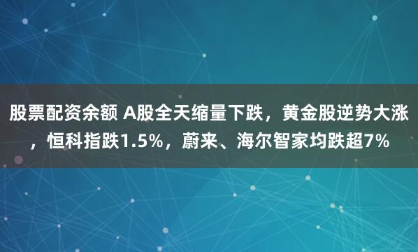 股票配资余额 A股全天缩量下跌，黄金股逆势大涨，恒科指跌1.5%，蔚来、海尔智家均跌超7%