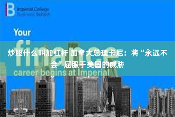 炒股什么叫加杠杆 加拿大总理卡尼：将“永远不会”屈服于美国的威胁