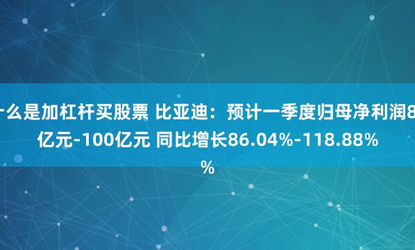 什么是加杠杆买股票 比亚迪：预计一季度归母净利润85亿元-100亿元 同比增长86.04%-118.88%