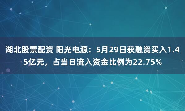 湖北股票配资 阳光电源：5月29日获融资买入1.45亿元，占当日流入资金比例为22.75%