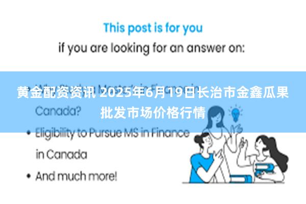 黄金配资资讯 2025年6月19日长治市金鑫瓜果批发市场价格行情