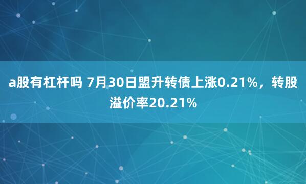 a股有杠杆吗 7月30日盟升转债上涨0.21%，转股溢价率20.21%