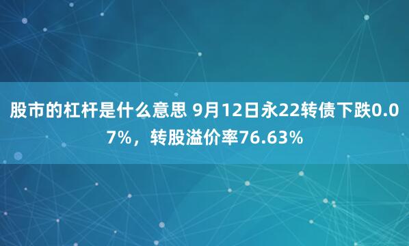 股市的杠杆是什么意思 9月12日永22转债下跌0.07%，转股溢价率76.63%