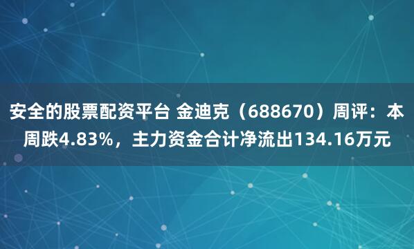 安全的股票配资平台 金迪克（688670）周评：本周跌4.83%，主力资金合计净流出134.16万元